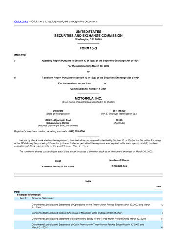 Thumbnail Motorola Solutions
 10-Q Quarterly Report FY 