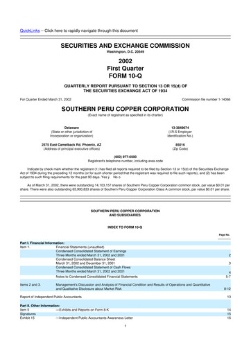 Thumbnail Southern Copper 10-Q Quarterly Report FY 