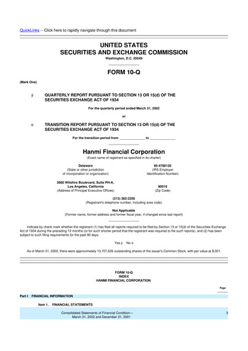Vorschaubild Hanmi Financial 10-Q Quartalsbericht  