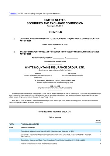 Vorschaubild White Mountains Insurance Group 10-Q Quartalsbericht  