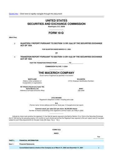 Thumbnail Macerich 10-Q Quarterly Report FY 