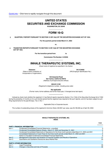 Thumbnail Nektar Therapeutics
 10-Q Quarterly Report FY 