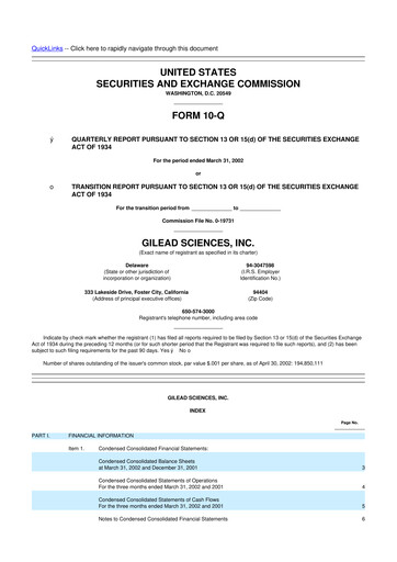 Thumbnail Gilead Sciences 10-Q Quarterly Report FY 