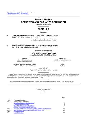 Thumbnail AES 10-Q Quarterly Report FY 