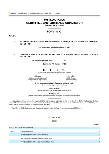 Thumbnail Tetra Tech
 10-Q Quarterly Report FY 