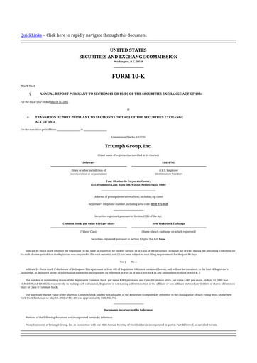 Thumbnail Triumph Group
 10-K Annual Report 