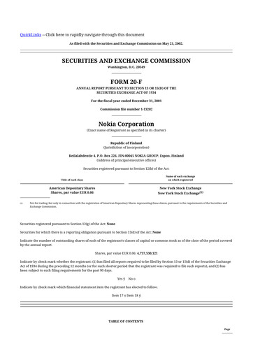 Vorschaubild Nokia 20-F Jahresbericht 