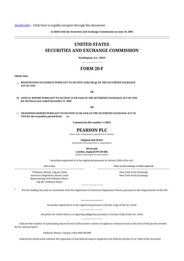 Thumbnail Pearson 20-F Annual Report 