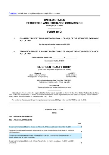 Thumbnail SL Green Realty
 10-Q Quarterly Report FY 