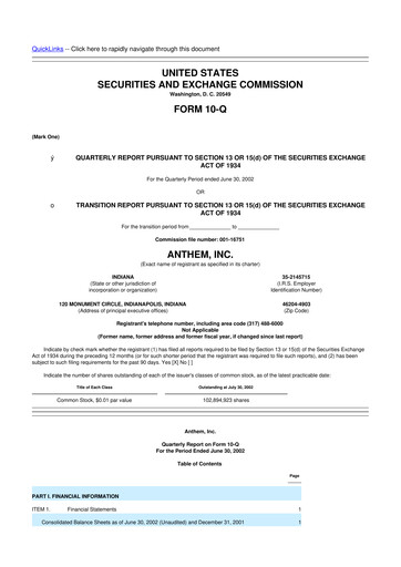 Vorschaubild Elevance Health 10-Q Quartalsbericht  