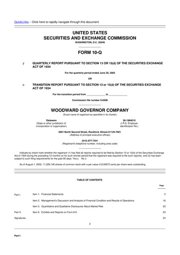 Thumbnail Woodward 10-Q Quarterly Report FY 