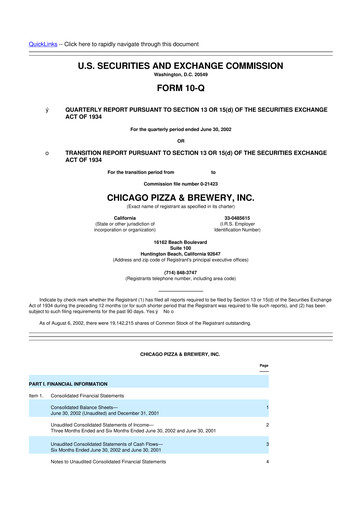 Thumbnail BJ's Restaurants
 10-Q Quarterly Report FY 
