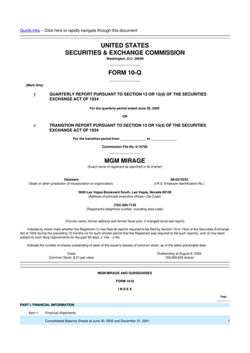 Thumbnail MGM Resorts

 10-Q Quarterly Report FY 