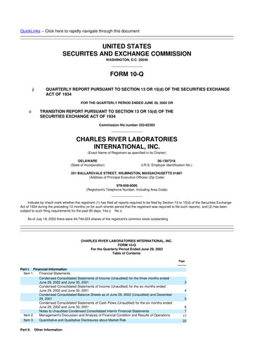 Vorschaubild Charles River Laboratories
 10-Q Quartalsbericht  