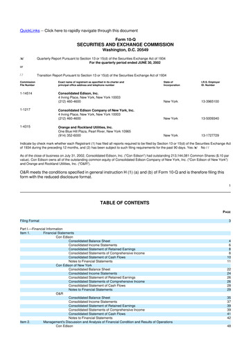 Thumbnail Consolidated Edison 10-Q Quarterly Report FY 
