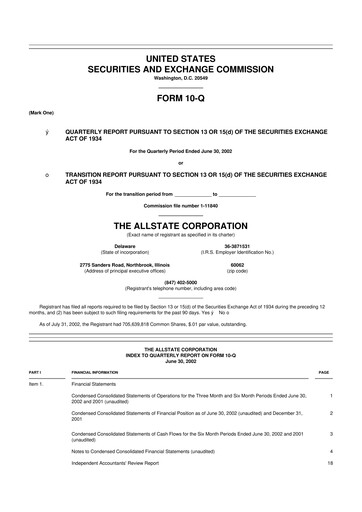 Thumbnail Allstate 10-Q Quarterly Report FY 