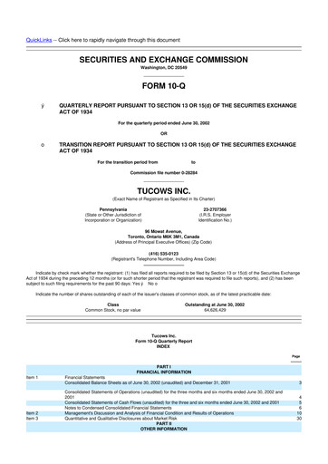 Thumbnail Tucows 10-Q Quarterly Report FY 