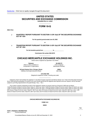 Thumbnail CME Group 10-Q Quarterly Report FY 
