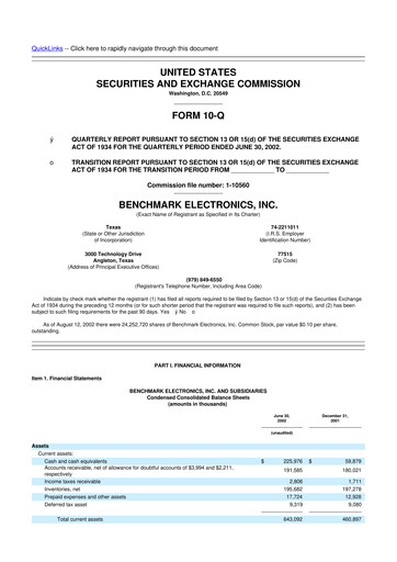 Vorschaubild Benchmark Electronics
 10-Q Quartalsbericht  