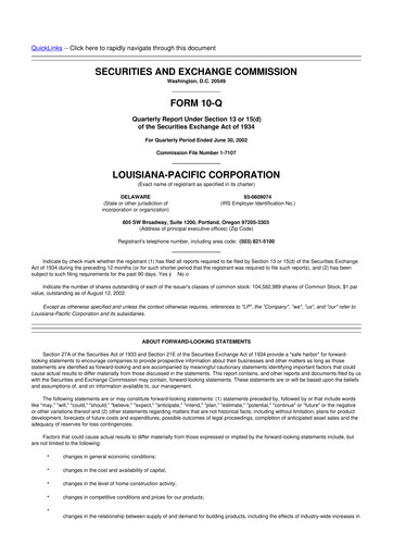 Thumbnail Louisiana-Pacific
 10-Q Quarterly Report FY 