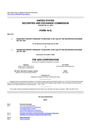 Thumbnail AES 10-Q Quarterly Report FY 