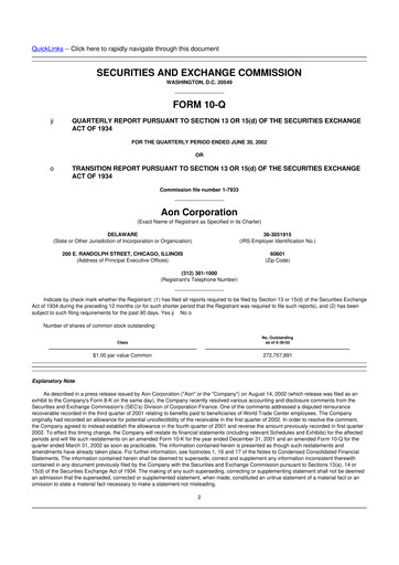Thumbnail Aon 10-Q Quarterly Report FY 