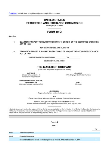Thumbnail Macerich 10-Q Quarterly Report FY 