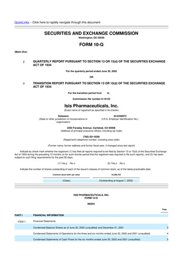 Thumbnail Ionis Pharmaceuticals
 10-Q Quarterly Report FY 