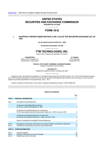 Thumbnail TTM Technologies
 10-Q Quarterly Report FY 