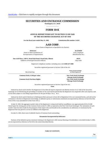 Thumbnail AAR 10-K Annual Report 