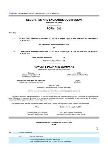 Thumbnail HP 10-Q Quarterly Report FY 