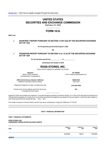 Vorschaubild Ross Stores 10-Q Quartalsbericht  
