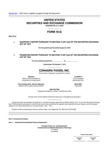 Thumbnail Conagra Brands
 10-Q Quarterly Report FY 