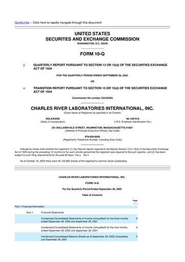 Vorschaubild Charles River Laboratories
 10-Q Quartalsbericht  