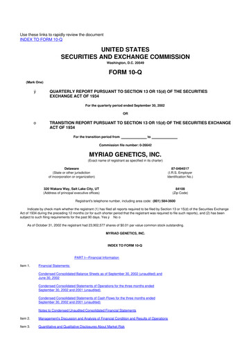 Thumbnail Myriad Genetics 10-Q Quarterly Report FY 