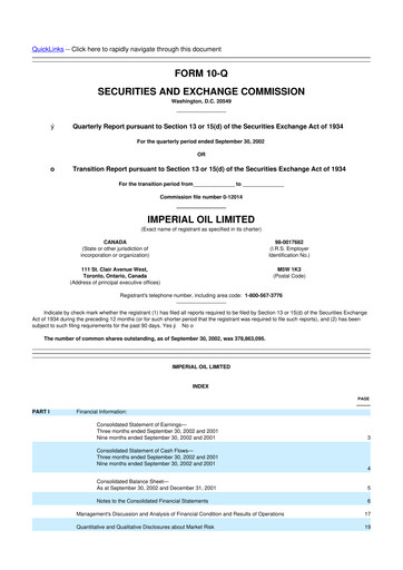 Vorschaubild Imperial Oil
 10-Q Quartalsbericht  