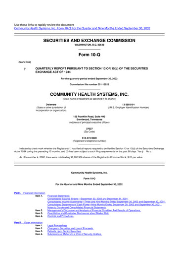Miniature Community Health Systems
 10-Q Rapport trimestriel  