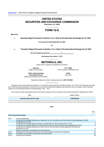 Thumbnail Motorola Solutions
 10-Q Quarterly Report FY 