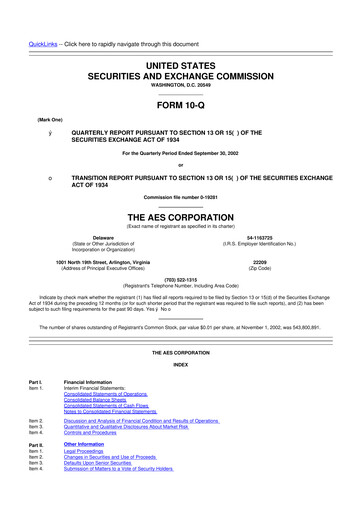 Thumbnail AES 10-Q Quarterly Report FY 