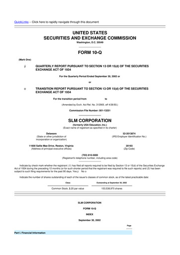 Thumbnail SLM Corporation (Sallie Mae) 10-Q Quarterly Report FY 