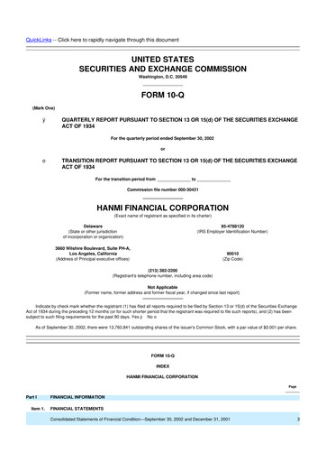 Vorschaubild Hanmi Financial 10-Q Quartalsbericht  