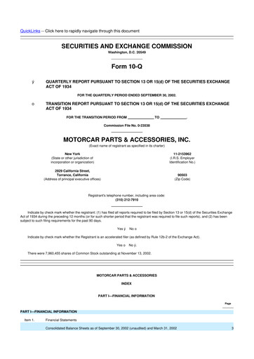 Thumbnail Motorcar Parts of America 10-Q Quarterly Report FY 