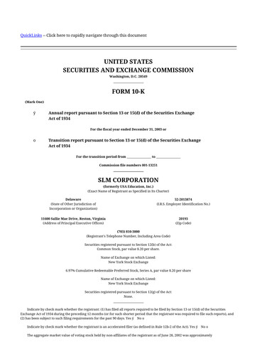 Thumbnail SLM Corporation (Sallie Mae) 10-K Annual Report 