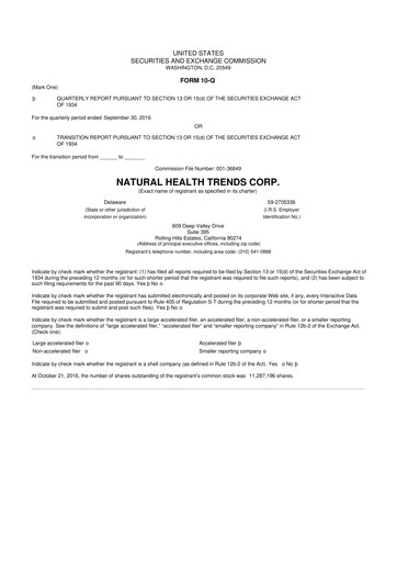 Thumbnail Natural Health Trends 10-Q Quarterly Report FY2016 