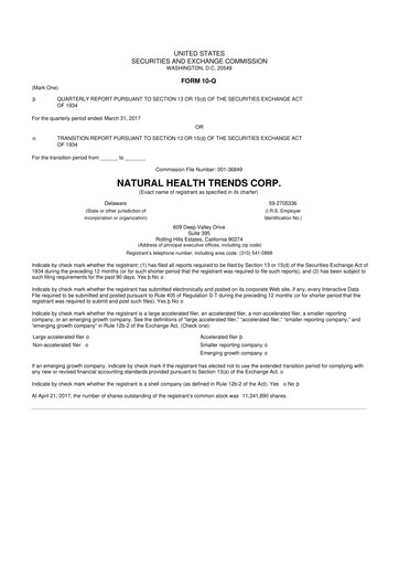 Thumbnail Natural Health Trends 10-Q Quarterly Report FY2017 
