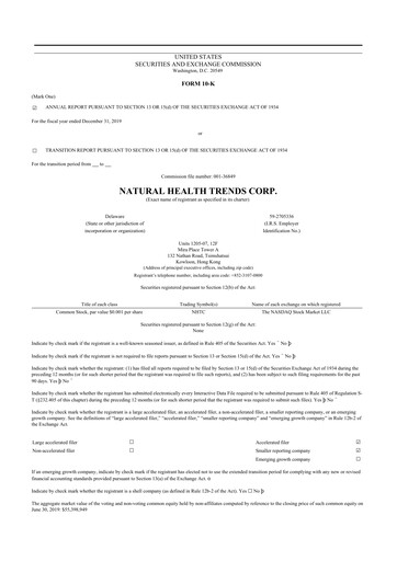 Thumbnail Natural Health Trends 10-K Annual Report 2019