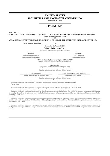 Thumbnail VIAVI Solutions
 10-K Annual Report 2016