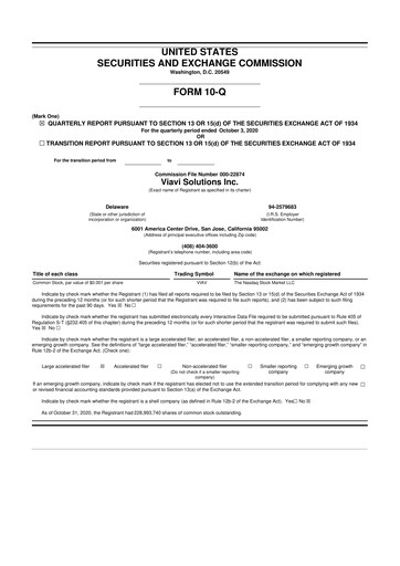 Thumbnail VIAVI Solutions
 10-Q Quarterly Report FY2021 