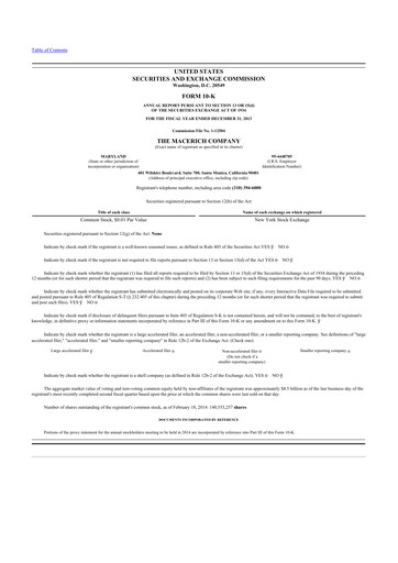 Thumbnail Macerich 10-K Annual Report 2013