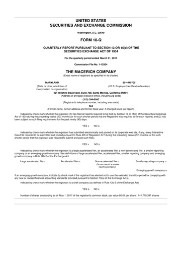 Thumbnail Macerich 10-Q Quarterly Report FY2017 